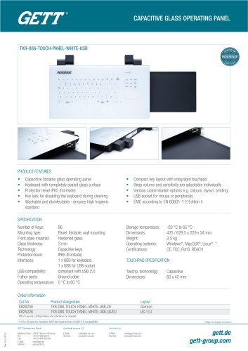 CAPACITIVE GLASS OPERATING PANEL InduSense® Touch Panel