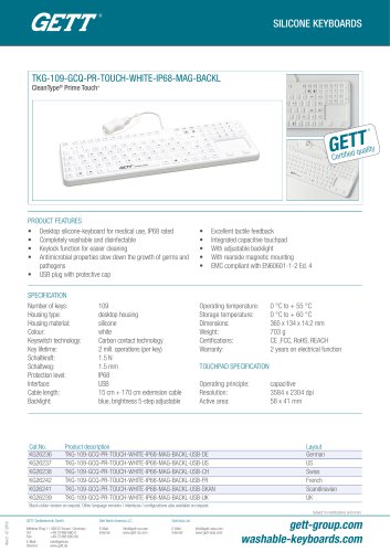 Touchpad keyboard Cleantype® Prime Touch