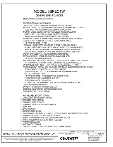 3SPEC1W General Specifications