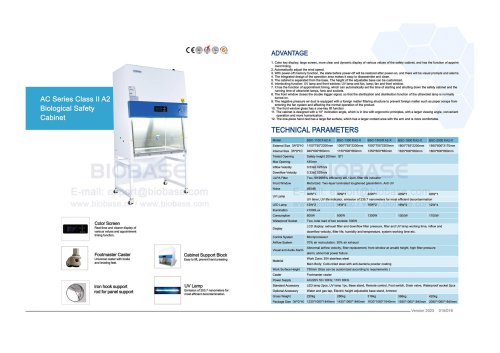 AC Series Class II A2 Biological Safety Cabinet BSC-1100 II A2-X & BSC-1300 II A2-X & BSC-1300 II A2-X & BSC-1800 II A2-X & BSC-2000 II A2-X