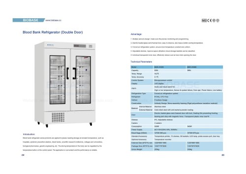 Blood Bank Refrigerator (Double Door) BBR- 4V626&BBR-4V966