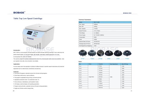 Table Top Low Speed Centrifuge BKC-TL4MII