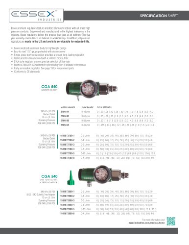 CGA 540 Specification Sheet