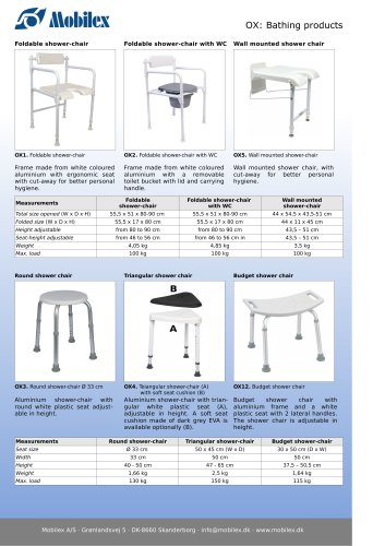 Bath Products: shower stools, swivel bath seat, etc.