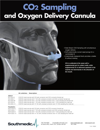 CO 2 Sampling and Oxygen Delivery Cannula