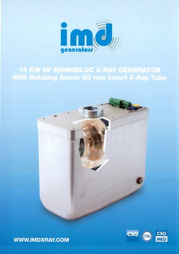 15 KW HF MONOBLOC X-RAY GENERATOR With Rotating Anode 80 mm Insert X-Ray Tube