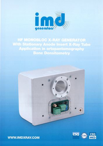 HF MONOBLOC X-RAY GENERATOR With Stationary Anode Insert X-Ray Tube Application in ortopantomography Bone Densitometry