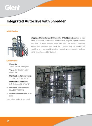 Integrated autoclave with shredder medical waste treatment hospital waste sterilizer GIENT MWI Series