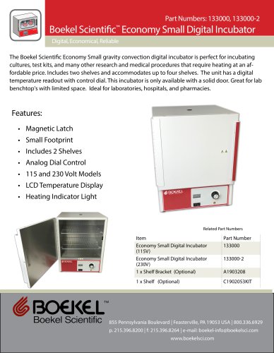 Boekel Scientific™ Economy Small Digital Incubator Digital, Economical, Reliable