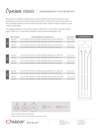 Angios classic ANGIOGRAPHY CATHETER KIT