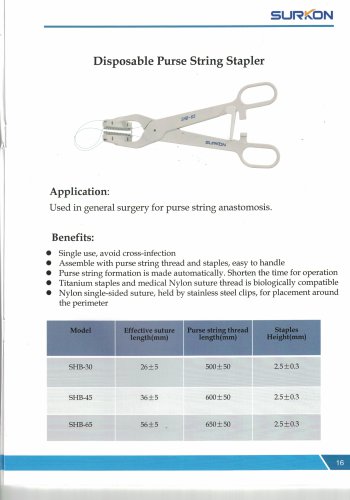Surkon disposable purse string stapler