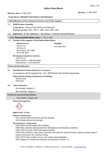 Citranox® Acid Cleaner and Detergent